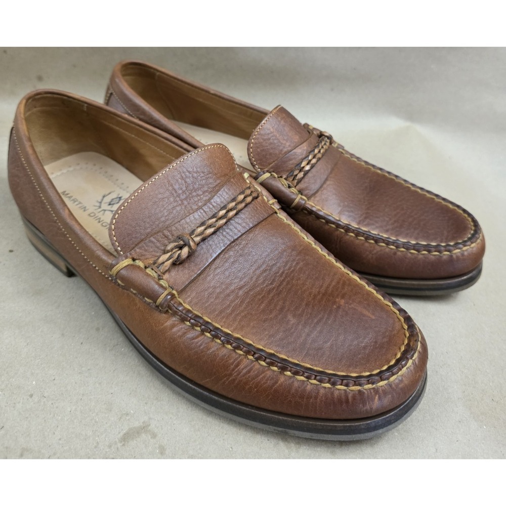 Martin Dingman (Sz 9) Brown Countryside Pebble Grain Braided bit Shoes loafer